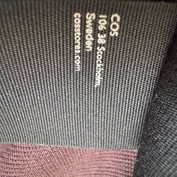 COS Chocolate Brown Ponte Knit Gathered Sleeve Open Back Midi Dress Size Large - Picture 10 of 14